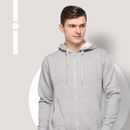 Grey-Melangw Zippered-Hoodies