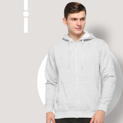 White-Melange Zippered-Hoodies