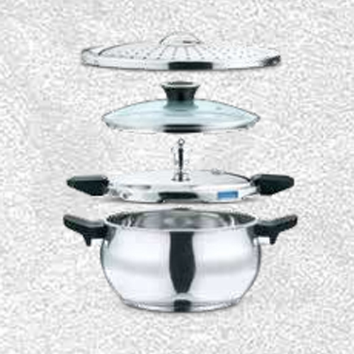 18/8 STAINLESS STEEL MAGIC PRESSURE  COOKER [WITH 2 EXTRA LIDS]