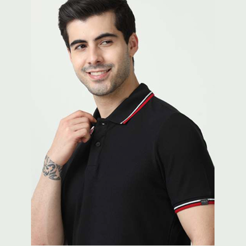 M&S Polo T-shirts Black With Red Tep