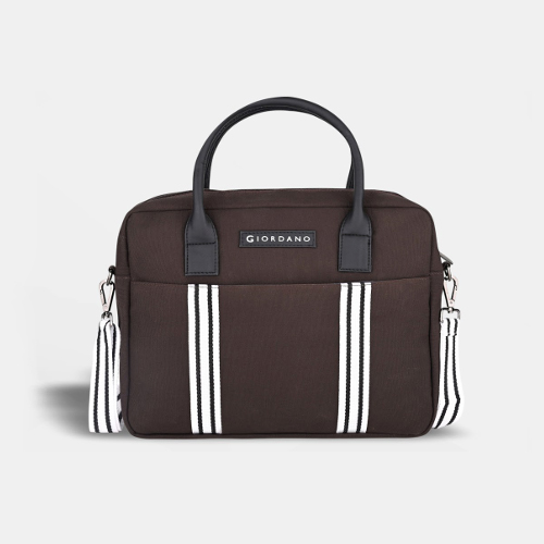 G 01 Giordano Stripes Canvas Laptop Bag 01 Brown